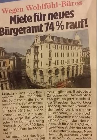 wegen Kuschelbüros steigt die Miete des Bürgeramts in der Otto-Schill-Str.2 um +74%